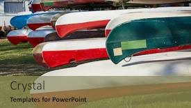  Presentation with secret place - Audience pleasing PPT layouts consisting of kayak dock - many canoes stored backdrop and a tawny brown colored foreground
