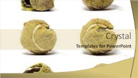  Presentation with tennis ball in the corner - Slide set enhanced with many-chewed-tennis-ball-against background and a yellow colored foreground