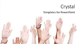  Presentation with children hands - Theme featuring many children hands high up background and a white colored foreground