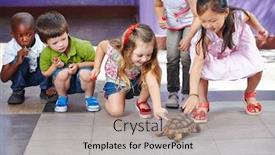  Presentation with kindergarten - Beautiful PPT theme featuring many-children-in-the-kindergarten backdrop and a light gray colored foreground