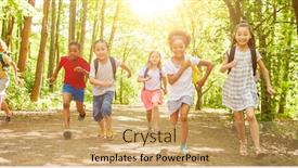  Presentation with walk - Cool new presentation theme with many-children-walk-a-long backdrop and a coral colored foreground