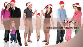  Presentation with families - Presentation enhanced with many christmas families background and a coral colored foreground