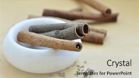  Presentation with cumin cumin cumin - Beautiful slide deck featuring many cinnamon sticks cumin seeds and black pepper in a small mortar backdrop and a light gray colored foreground