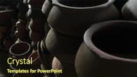  Presentation with indian traditional - Presentation design featuring many-clay-pots-stacked background and a wine colored foreground
