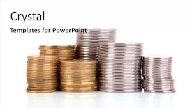  Presentation with monarch butterfly isolated on white - PPT theme with many coins in column isolated background and a white colored foreground