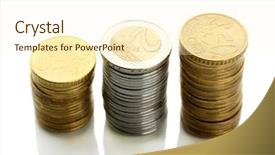  Presentation with brown sugar isolated on white - Colorful PPT layouts enhanced with many coins in columns isolated backdrop and a cream colored foreground