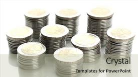  Presentation with 5 columns - Theme having many coins in columns isolated background and a mint green colored foreground
