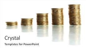  Presentation with history earth globe isolated white - Colorful presentation theme enhanced with many coins in columns isolated backdrop and a white colored foreground