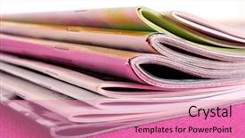  Presentation with brochure - Beautiful theme featuring many color magazines backdrop and a  colored foreground