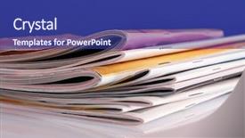  Presentation with brochure - Slides featuring many color magazines background and a ocean colored foreground