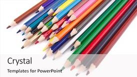  Presentation with color pencils - PPT theme with many color pencils isolated background and a white colored foreground