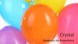  Presentation with balloons - Slides enhanced with many colored - colorful balloons close-up background and a gold colored foreground