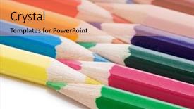  Presentation with colored pencils - Beautiful PPT layouts featuring many colored - colour pencils isolated on white backdrop and a coral colored foreground