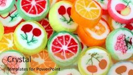  Presentation with fruit - PPT theme with many colored - mixed colorful fruit bonbon close background and a yellow colored foreground