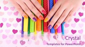  Presentation with multicolor graduation - PPT layouts with many colored - multicolor female manicure with markers background and a pink colored foreground