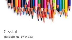 Presentation with colored pencils - Slides having many-colored-pencils background and a white colored foreground
