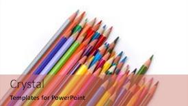  Presentation with colored pencils - Amazing presentation design having many-colored-pencils backdrop and a coral colored foreground
