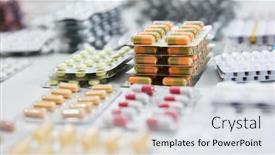  Presentation with medicines - Presentation theme having many-colorful-assorted-tablets background and a light gray colored foreground