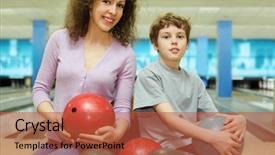  Presentation with ant - Slide set featuring many colorful balls in bowling background and a red colored foreground