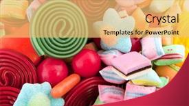  Presentation with sweets - PPT layouts consisting of many colorful candy sweets background and a yellow colored foreground