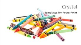  Presentation with crayons - Presentation theme consisting of many colorful crayons isolated background and a white colored foreground