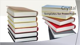  Presentation with many books - Presentation theme featuring many-colorful-hardcover-books background and a soft green colored foreground