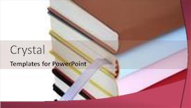  Presentation with many books - Presentation design consisting of many-colorful-hardcover-books background and a coral colored foreground