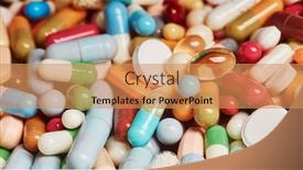  Presentation with drugs - PPT layouts having many-colorful-medicines-drugs background and a coral colored foreground