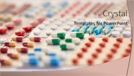  Presentation with medicines - Cool new PPT theme with many-colorful-medicines-lie-side backdrop and a lemonade colored foreground