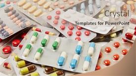  Presentation with medicines - Colorful slide set enhanced with many-colorful-tablets-and-medicines backdrop and a soft green colored foreground