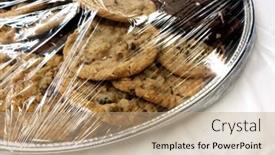  Presentation with dessert - Slides featuring many-cookies-on-a-plate background and a coral colored foreground