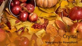  Presentation with autumn leaves - Slide deck enhanced with many countries - autumn background fruits and vegetables background and a gold colored foreground