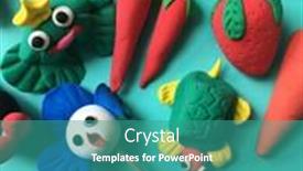  Presentation with cute vegetables - Slide set enhanced with many-cute-figures-made background and a teal colored foreground