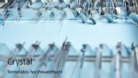  Presentation with dental office - Colorful presentation design enhanced with many dental instruments and tools backdrop and a light blue colored foreground