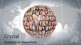  Presentation with faces - PPT theme consisting of many different business people background and a light gray colored foreground