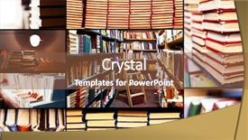  Presentation with many books - Slide set with compositions with books in collage background and a tawny brown colored foreground