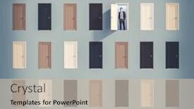  Presentation with open door - Beautiful slide set featuring many-different-doors-open-door backdrop and a soft green colored foreground