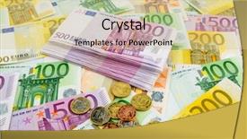  Presentation with investments - Audience pleasing PPT theme consisting of many different euro bills symbolic photo for wealth and investments backdrop and a soft green colored foreground