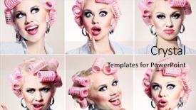  Presentation with facial - Colorful slide set enhanced with many different facial expression backdrop and a lemonade colored foreground