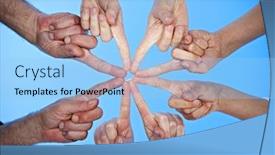  Presentation with blue sky - Colorful slide deck enhanced with many-different-fingers-form backdrop and a light blue colored foreground