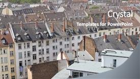  Presentation with view of frankfurt am main - PPT layouts enhanced with many different houses and buildings background and a gray colored foreground