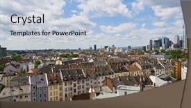  Presentation with summer - Audience pleasing PPT layouts consisting of many different houses in frankfurt backdrop and a light blue colored foreground