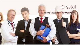  Presentation with team group - Audience pleasing presentation theme consisting of many different occupations standing backdrop and a lemonade colored foreground