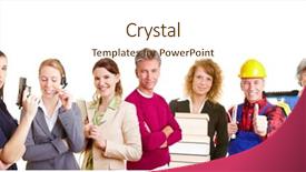  Presentation with team group - PPT theme featuring many different occupations background and a cream colored foreground