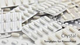  Presentation with medicines - PPT theme consisting of many-different-white-medicines background and a light gray colored foreground