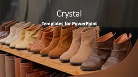  Presentation with different - Cool new PPT theme with many-different-women-s-boots backdrop and a dark gray colored foreground