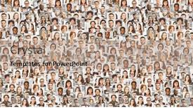  Presentation with team - Presentation theme consisting of many-diverse-businesspeople background and a coral colored foreground