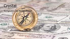  Presentation with floating dollar bills - PPT theme with many dollar bills and compass background and a  colored foreground