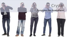  Presentation with group - Presentation design having many-double-twelve-group-paparazzi background and a light blue colored foreground