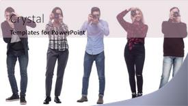  Presentation with cameras - Slide deck enhanced with many-double-twelve-group-paparazzi background and a soft green colored foreground